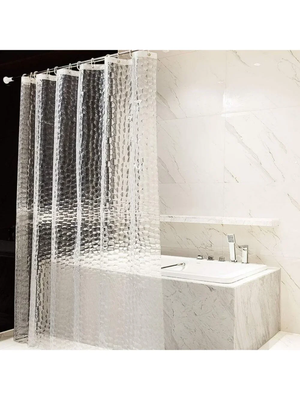 Waterproof Clear Shower Curtain Liner 72x78 inches - 3D Water Cube Design, 12